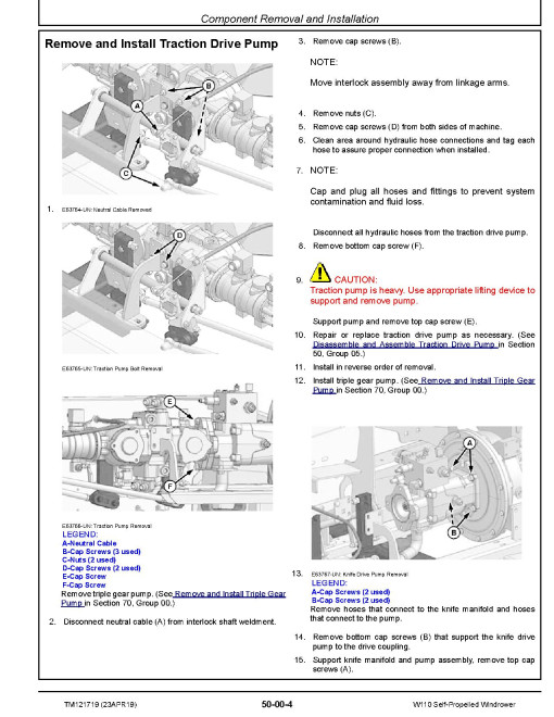 John Deere W110 (SN. from 390001) Self-Propelled Windrowers Technical Manual (TM121719) John Deere W110 (SN. from 390001) Self-Propelled Windrowers Technical Manual (TM121719)
