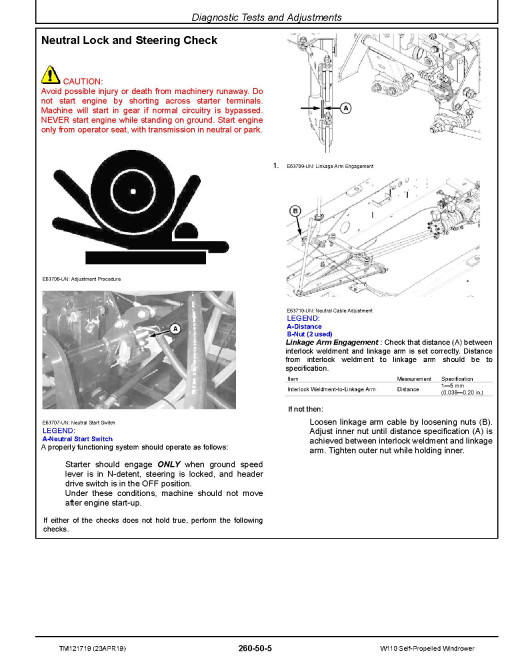 John Deere W110 (SN. from 390001) Self-Propelled Windrowers Technical Manual (TM121719) John Deere W110 (SN. from 390001) Self-Propelled Windrowers Technical Manual (TM121719)