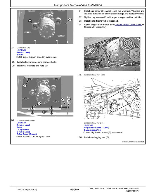 John Deere 1160A, 1180A, 140A, 160A and 180A Auger Platforms Technical Manual (TM121819) John Deere 1160A, 1180A, 140A, 160A and 180A Auger Platforms Technical Manual (TM121819)