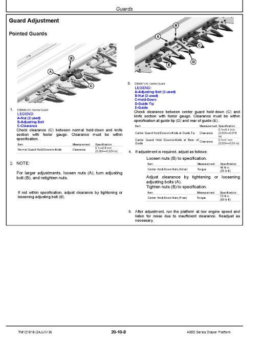 John Deere 415D, 420D, 425D, 430D, 435D and 440D Draper Platforms Technical Manual (TM121919) John Deere 415D, 420D, 425D, 430D, 435D and 440D Draper Platforms Technical Manual (TM121919)