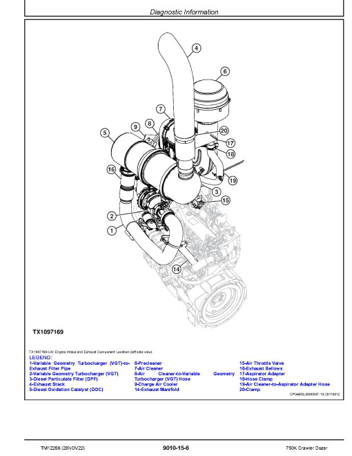 John Deere 750K (SN: E216966-270478) Crawler Dozers Operation and Test Manual (TM12266)