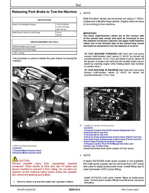 John Deere 450J (SN. from 216243) Crawler Dozers Operation and Test Manual (TM12272)