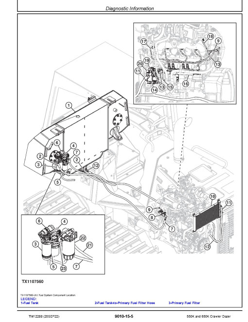 John Deere 550K and 650K Crawler Dozers (SN: E216396-275533) Operation and Test Manual (TM12288)