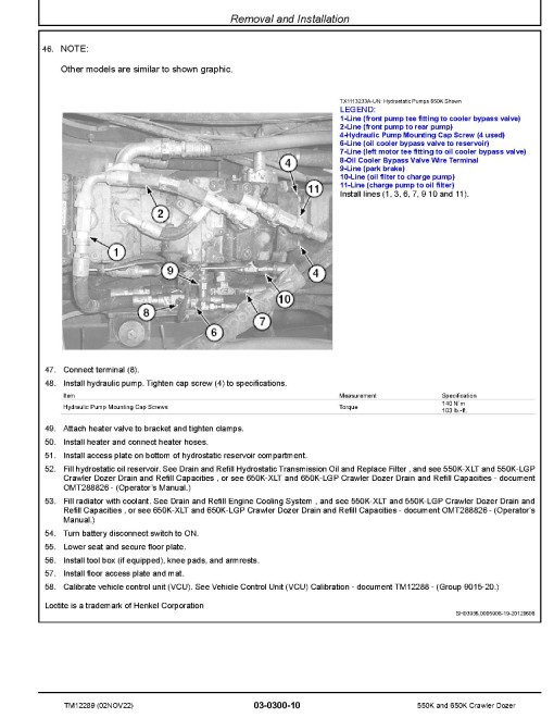 John Deere 550K and 650K Crawler Dozers (SN: E216396-275533) Repair Manual (TM12289)