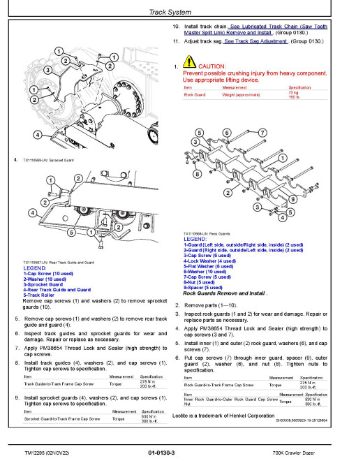 John Deere 700K (SN: E217278-275435) Crawler Dozers Repair Manual (TM12295)