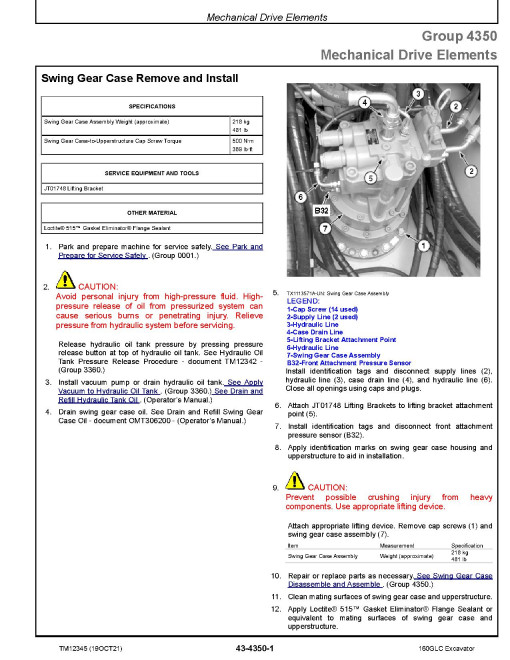 John Deere 160GLC (SN. from E055001) Crawler Excavators Repair Manual (TM12345) John Deere 160GLC (SN. from E055001) Crawler Excavators Repair Manual (TM12345)