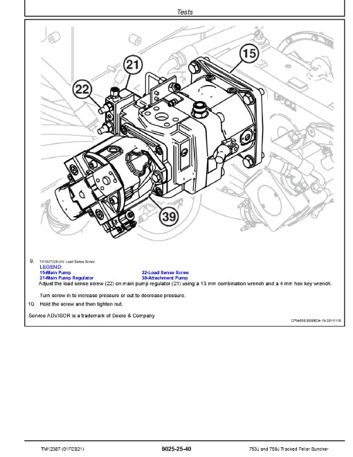 John Deere 753J and 759J Tracked Feller Bunchers (SN. from C220453) Repair Manual (TM12387)