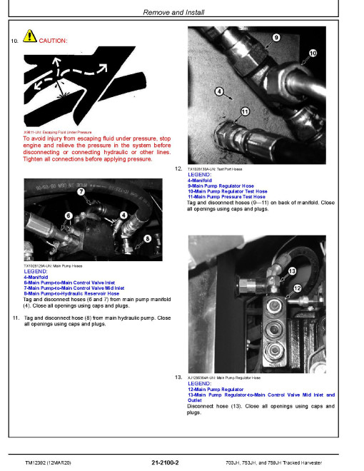 John Deere 703JH, 753JH and 759JH Tracked Harvesters (SN from C220453) Repair Manual (TM12392)