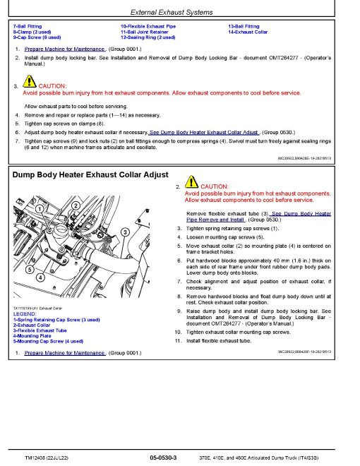 John Deere 370E, 410E and 460E iT4/S3B Articulated Dump Trucks (SN: E634583-668586) Repair Manual (TM12408)