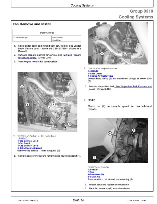 John Deere 210K (SN. from E891000) Tractor Loaders Repair Manual (TM12424) John Deere 210K (SN. from E891000) Tractor Loaders Repair Manual (TM12424)