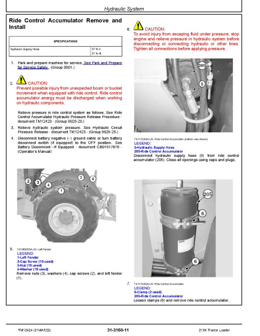 John Deere 210K (SN. from E891000) Tractor Loaders Repair Manual (TM12424) John Deere 210K (SN. from E891000) Tractor Loaders Repair Manual (TM12424)
