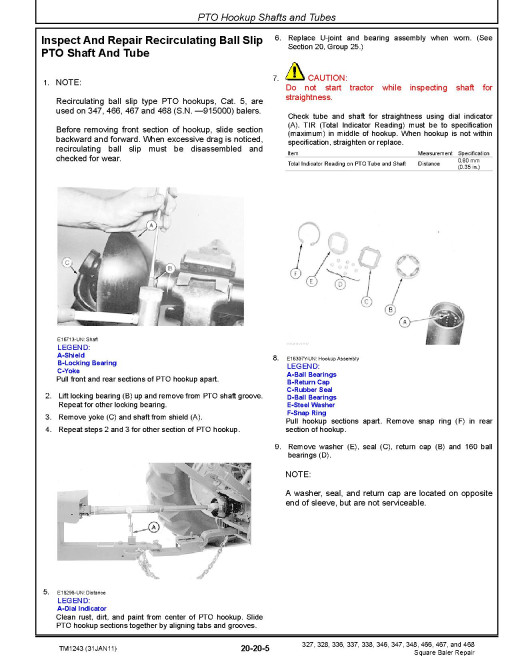 John Deere 327, 328, 336, 337, 338, 346, 347, 348, 466, 467 and 468 Square Balers Technical Manual (TM1243) John Deere 327, 328, 336, 337, 338, 346, 347, 348, 466, 467 and 468 Square Balers Technical Manual (TM1243)