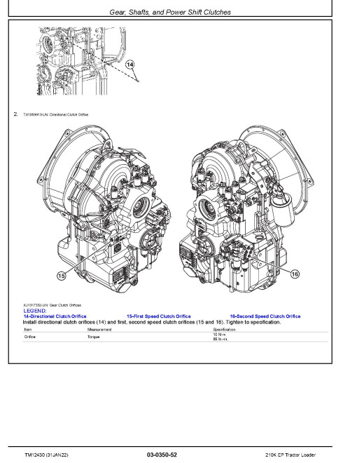 John Deere 210K EP (SN. from G891000) Tractor Loaders Repair Manual (TM12430) John Deere 210K EP (SN. from G891000) Tractor Loaders Repair Manual (TM12430)