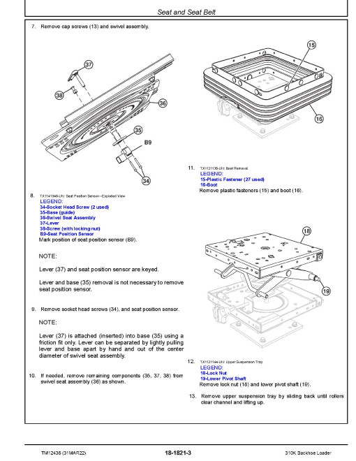 John Deere 310K (SN. from E219607) Backhoe Loaders Repair Manual (TM12436)