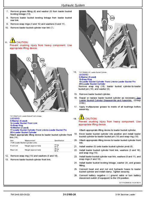 John Deere 310K Backhoe Loaders (SN. from C219607, D219607) Repair Manual (TM12448)