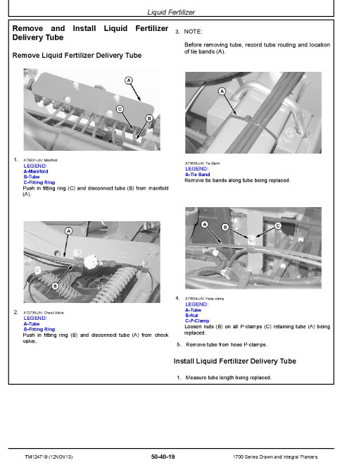 John Deere 1700, 1700 Twin Row, 1710, 1720, 1720 CCS, 1720 CCS TwinRow, 1730, 1750 and 1780 Planters (SN. from 740101) Repair Manual (TM124719)