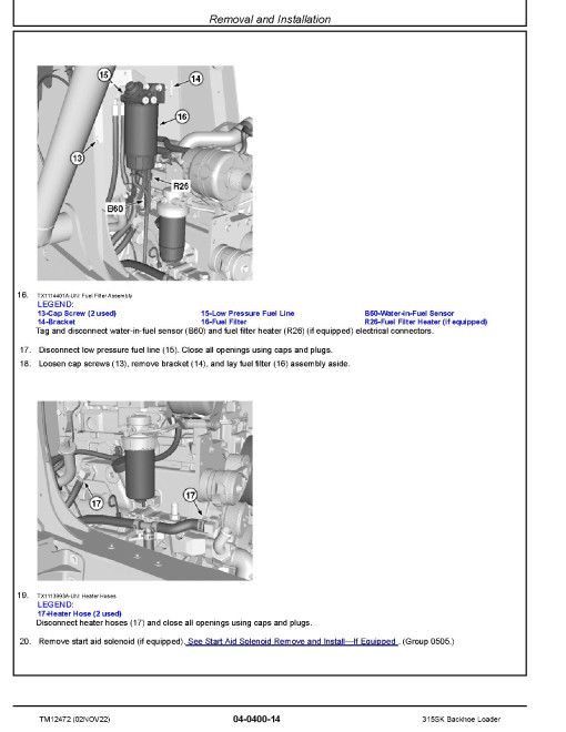 John Deere 315SK Side Shift Backhoe Loaders (SN. from C219607, D229820) Repair Manual (TM12472)