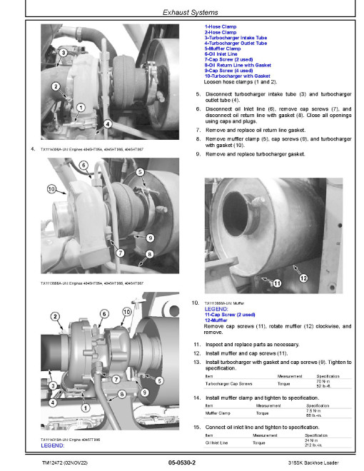 John Deere 315SK Side Shift Backhoe Loaders (SN. from C219607, D229820) Repair Manual (TM12472)