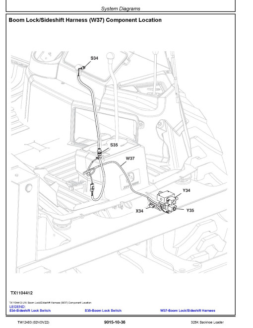 John Deere 325K Side Shift Backhoe Loaders (SN: C219607-234969) Operation and Test Manual (TM12483)