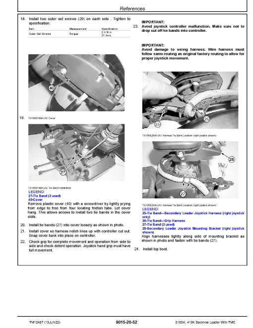 John Deere 410K Backhoe Loaders and 310SK Side Shift Backhoe Loaders with TMC (SN. from  E219607) Operation and Test Manual (TM12487)