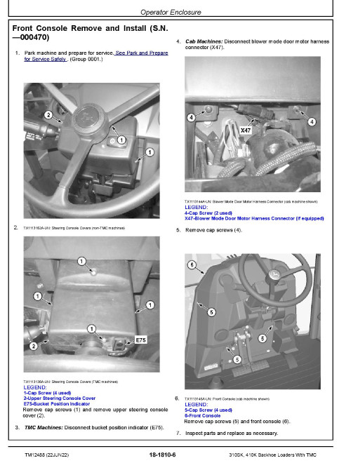 John Deere 410K Backhoe Loaders and 310SK Side Shift Backhoe Loaders with TMC (SN. from E219607) Repair Manual (TM12488) John Deere 410K Backhoe Loaders and 310SK Side Shift Backhoe Loaders with TMC (SN. from E219607) Repair Manual (TM12488)