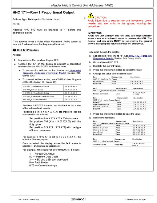 John Deere CS690 Cotton Strippers Diagnostic Manual (TM124919) John Deere CS690 Cotton Strippers Diagnostic Manual (TM124919)