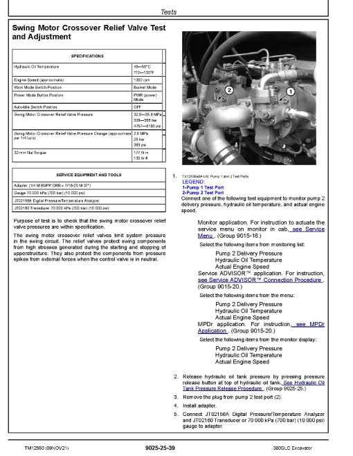 John Deere 380GLC (SN. from E900001) Crawler Excavators Operation and Test Manual (TM12560) John Deere 380GLC (SN. from E900001) Crawler Excavators Operation and Test Manual (TM12560)