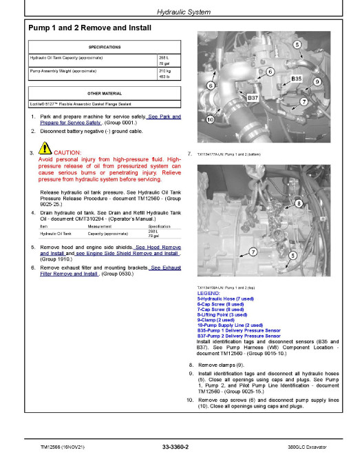 John Deere 380GLC (SN. from E900001) Crawler Excavators Repair Manual (TM12566) John Deere 380GLC (SN. from E900001) Crawler Excavators Repair Manual (TM12566)