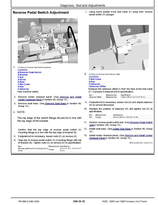 John Deere 1023E, 1026R (SN. from 310001) and 1025R (SN. from 110001) Compact Utility Tractors Technical Manual (TM126919) John Deere 1023E, 1026R (SN. from 310001) and 1025R (SN. from 110001) Compact Utility Tractors Technical Manual (TM126919)