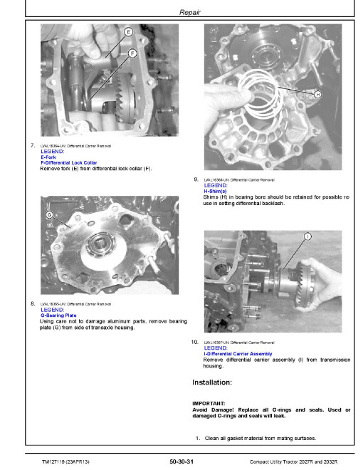 John Deere 2027R and 2032R Compact Utility Tractors (SN. from 010001) Operation, Tests and Repair Technical Manual (TM127119) John Deere 2027R and 2032R Compact Utility Tractors (SN. from 010001) Operation, Tests and Repair Technical Manual (TM127119)