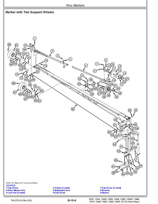 John Deere DB37, DB44, DB50, DB55, DB58, DB60, DB66, DB74, DB80, DB83, DB88, DB90, DB120 Planters Repair Manual (TM127819)