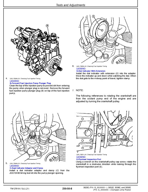 John Deere 3025E, 3032E, 3036E and 3038E Compact Utility Tractors Technical Manual (TM127919) John Deere 3025E, 3032E, 3036E and 3038E Compact Utility Tractors Technical Manual (TM127919)