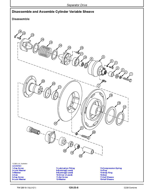John Deere C230 (4LZ-11, 4LZ-11A) Combines (SN. from 010000) Technical Manual (TM128519)