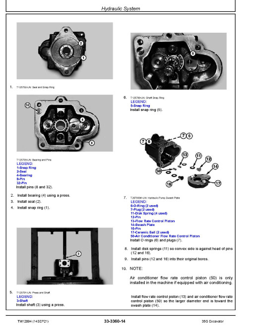 John Deere 35G (SN. from K270001) Compact Excavators Repair Manual (TM12894) John Deere 35G (SN. from K270001) Compact Excavators Repair Manual (TM12894)