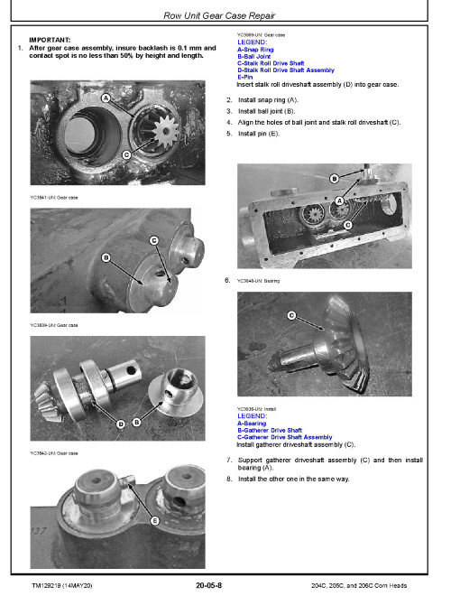 John Deere 204C, 205C and 206C Corn Heads (Export Edition) Technical Manual (TM129219) John Deere 204C, 205C and 206C Corn Heads (Export Edition) Technical Manual (TM129219)