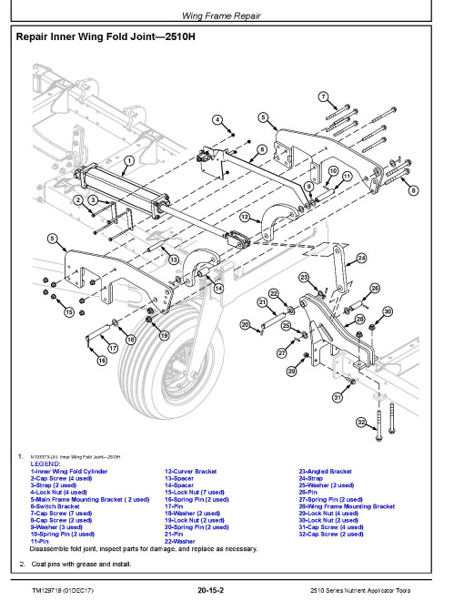 John Deere 2510C, 2510H, 2510L and 2510S Nutrient Applicator Tools Technical Manual (TM129719) John Deere 2510C, 2510H, 2510L and 2510S Nutrient Applicator Tools Technical Manual (TM129719)