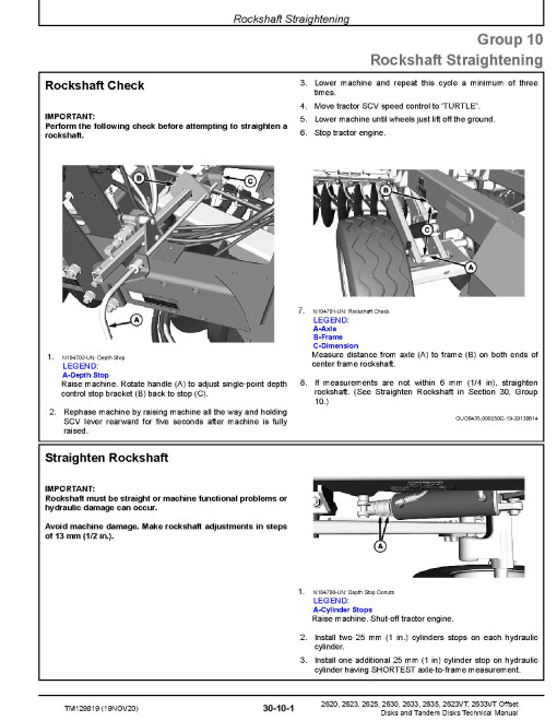 John Deere 2620, 2623, 2623VT, 2625, 2630, 2633, 2633VT and 2635 Harrows (North American Edition) Technical Manual (TM129819) John Deere 2620, 2623, 2623VT, 2625, 2630, 2633, 2633VT and 2635 Harrows (North American Edition) Technical Manual (TM129819)