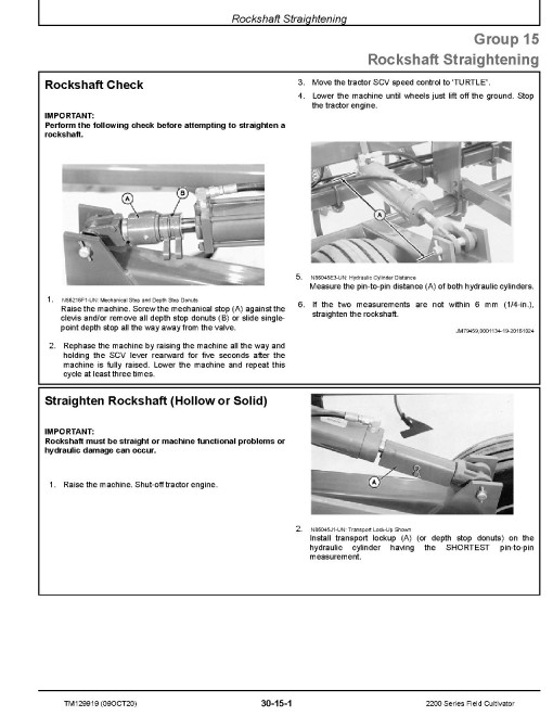 John Deere 2210, 2230 Floating Hitch and 2230 Level-Lift Field Cultivators (North American Edition) Technical Manual (TM129919)