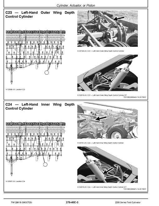 John Deere 2210, 2230 Floating Hitch and 2230 Level-Lift Field Cultivators (North American Edition) Technical Manual (TM129919)