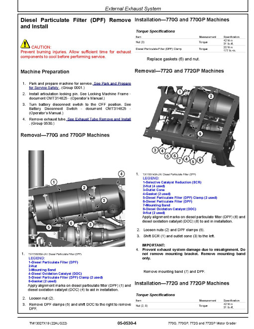 John Deere 770G, 770GP, 772G and 772GP Motor Graders (SN: F656526-678817) Repair Manual (TM13027X19) John Deere 770G, 770GP, 772G and 772GP Motor Graders (SN: F656526-678817) Repair Manual (TM13027X19)