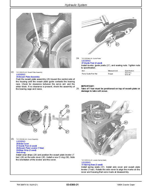 John Deere 1050K (SN: F268234-318801) Crawler Dozers Repair Manual (TM13097X19)