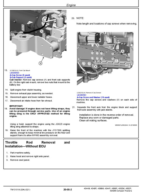 John Deere 4044M, 4044R, 4049M, 4049R, 4052M, 4052R, 4066M and 4066R Compact Utility Tractors (SN. from 010001) Technical Manual (TM131019) John Deere 4044M, 4044R, 4049M, 4049R, 4052M, 4052R, 4066M and 4066R Compact Utility Tractors (SN. from 010001) Technical Manual (TM131019)