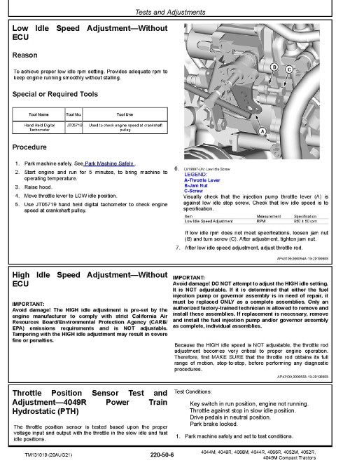 John Deere 4044M, 4044R, 4049M, 4049R, 4052M, 4052R, 4066M and 4066R Compact Utility Tractors (SN. from 010001) Technical Manual (TM131019) John Deere 4044M, 4044R, 4049M, 4049R, 4052M, 4052R, 4066M and 4066R Compact Utility Tractors (SN. from 010001) Technical Manual (TM131019)