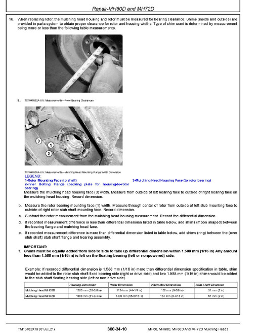 John Deere MH60, MH60C, MH60D and MH72D Mulching Heads Repair Manual (TM13162X19) John Deere MH60, MH60C, MH60D and MH72D Mulching Heads Repair Manual (TM13162X19)