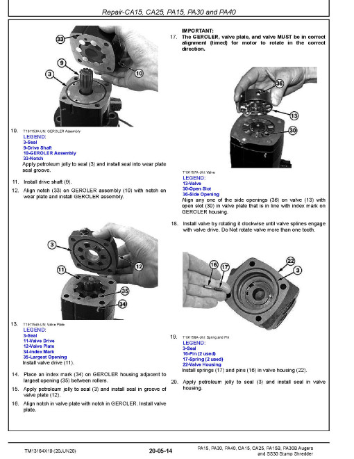John Deere CA15, CA25, PA15, PA15B, PA30, PA30B, PA40 Augers and SS30 Stump Shredders Repair Manual (TM13164X19) John Deere CA15, CA25, PA15, PA15B, PA30, PA30B, PA40 Augers and SS30 Stump Shredders Repair Manual (TM13164X19)