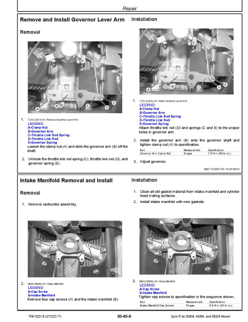 John Deere QuikTrak 636M, 648M and 652M Stand-On Mowers Technical Manual (TM132319) John Deere QuikTrak 636M, 648M and 652M Stand-On Mowers Technical Manual (TM132319)
