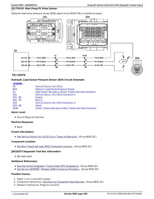 John Deere 909MH Tracked Harvesters (SN: C271505-317981; D271505-317981) Operation and Test Manual (TM13235X19)