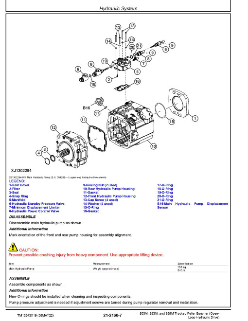 John Deere 803M, 853M and 859M (Open Loop Hydraulic Drive) Tracked Feller Bunchers Repair Manual (TM13243X19) John Deere 803M, 853M and 859M (Open Loop Hydraulic Drive) Tracked Feller Bunchers Repair Manual (TM13243X19)