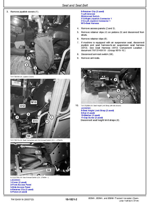 John Deere 803MH, 853MH and 859MH (Open Loop Hydraulic Drive) Tracked Harvesters Repair Manual (TM13245X19)