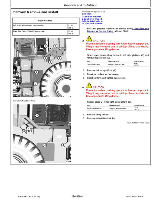 John Deere WL53 (SN: D100008-100079) 4WD Loaders Repair Manual (TM13256X19) John Deere WL53 (SN: D100008-100079) 4WD Loaders Repair Manual (TM13256X19)